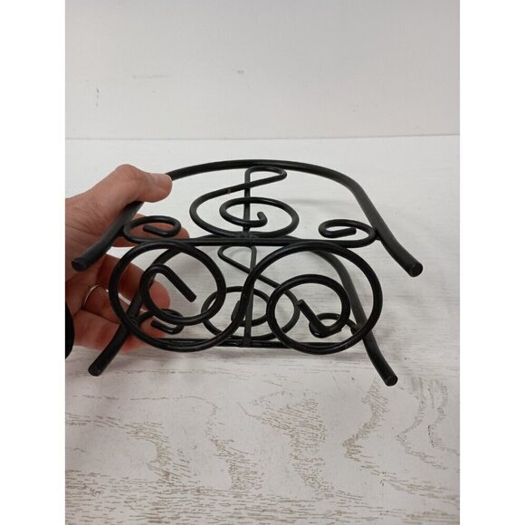 Vintage 1980s Black Iron Metal Treble Clef Napkin Holder Music Theme Arch Design - Picture 6 of 9